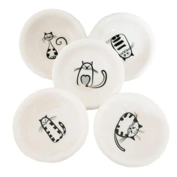 6pcs Cat painted Mini Serving Bowls Set - Just Cats - Gifts for Cat Lovers