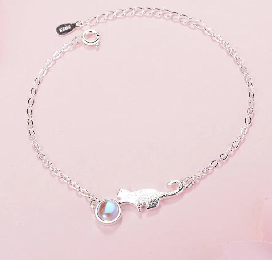 925 Sterling Silver Cat with Ball Bracelet - Just Cats - Gifts for Cat Lovers