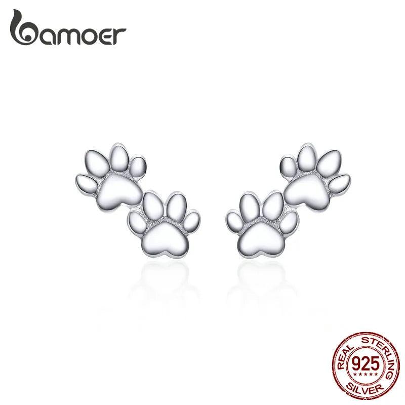 925 Sterling Silver Double Paw print Earrings - Just Cats - Gifts for Cat Lovers
