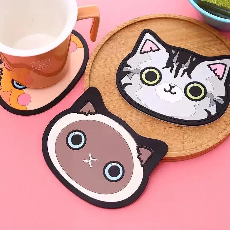 Cartoon Cat Face Coaster - Just Cats - Gifts for Cat Lovers