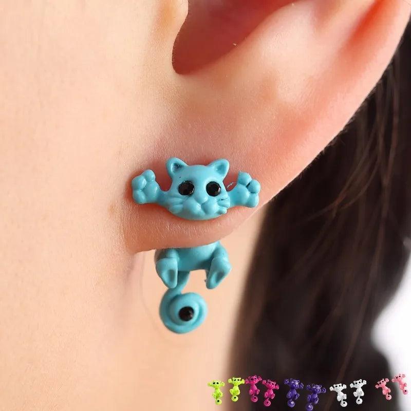 Acrylic 2pcs Cat Stud Earrings, 10 Colors - Just Cats - Gifts for Cat Lovers
