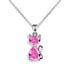 Beautiful Silver & Zircon Cat Necklace, Pink, Blue, White, Purple - Just Cats - Gifts for Cat Lovers