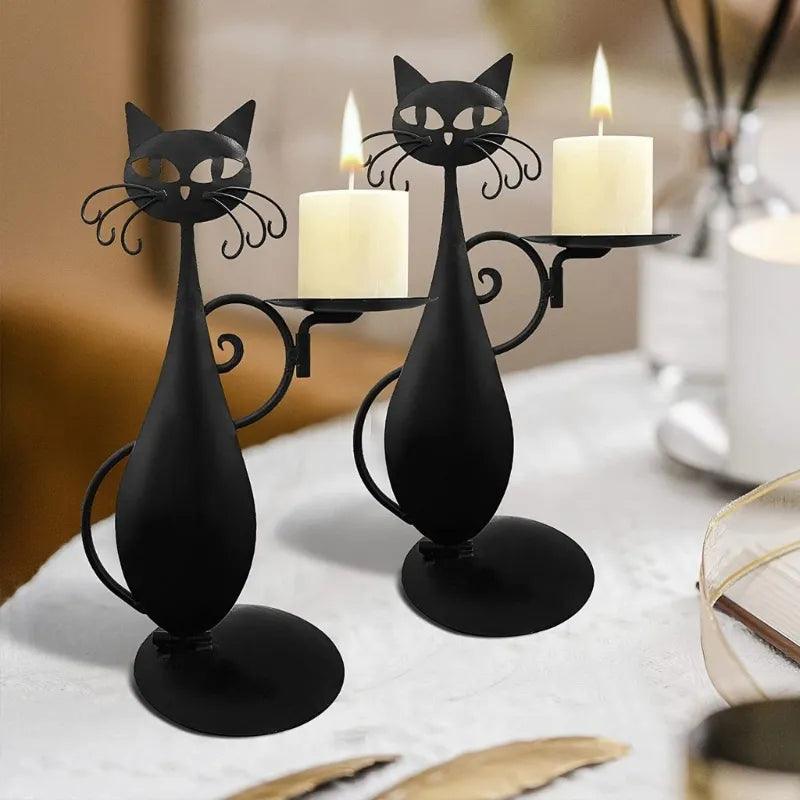 Black Cat Vintage Style Candle holder - Just Cats - Gifts for Cat Lovers