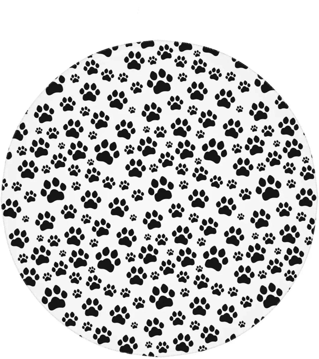 Black Paw Print Round Tablecloth - Just Cats - Gifts for Cat Lovers
