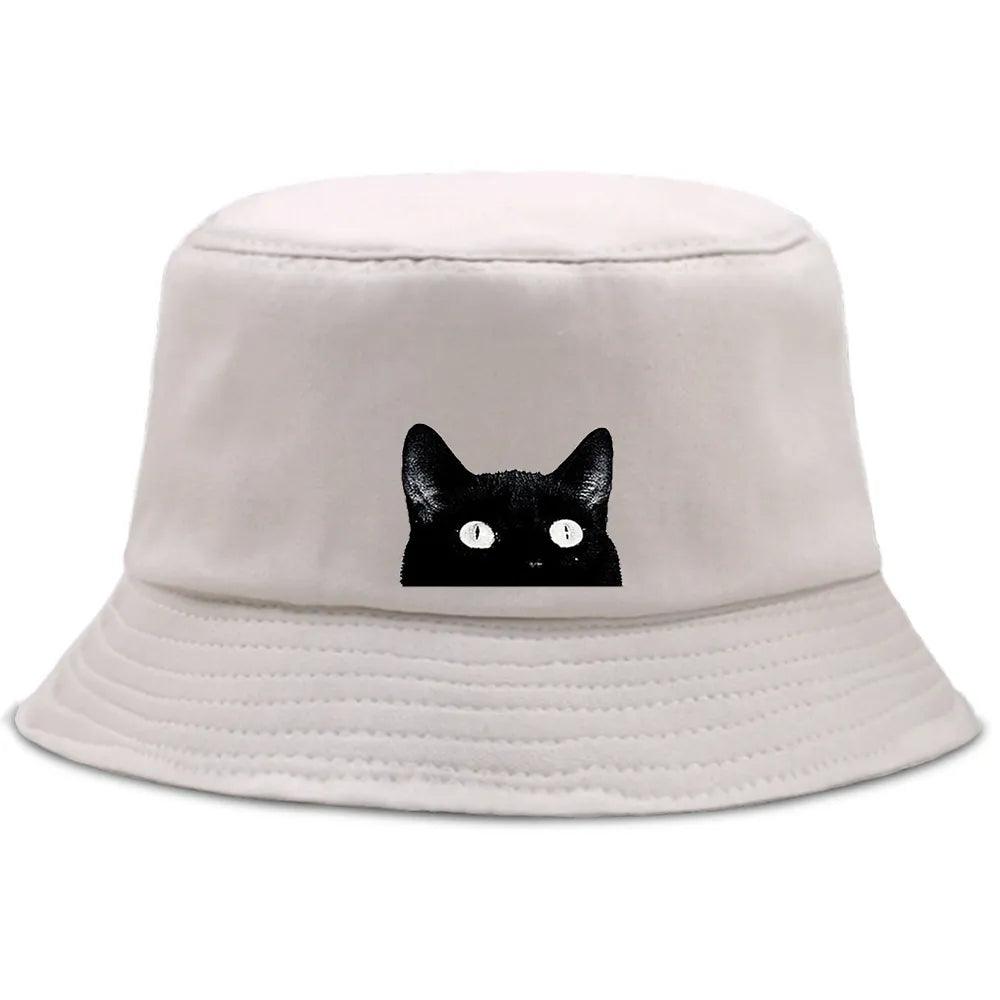 Cartoon Black cat Printed Bucket Hat, 4 Colors - Just Cats - Gifts for Cat Lovers