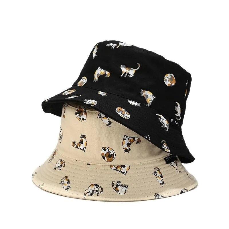 Cartoon Cat Bucket Hat, 7 colors - Just Cats - Gifts for Cat Lovers