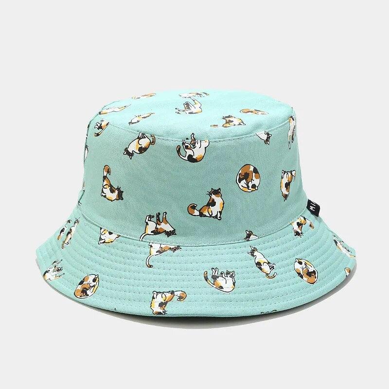 Cartoon Cat Bucket Hat, 7 colors - Just Cats - Gifts for Cat Lovers