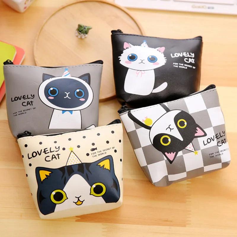 Cartoon Cat PU Coin Purse, 4 Desings - Just Cats - Gifts for Cat Lovers