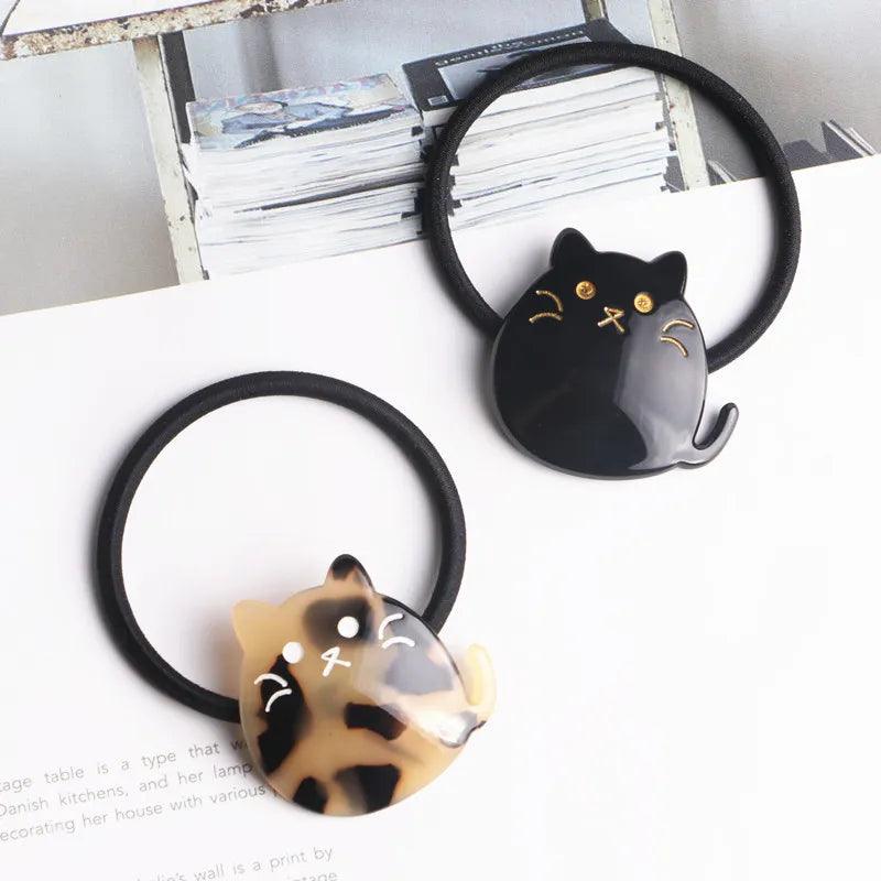Cartoon Cat Shape Ponytail Band,Black/Spotted - Just Cats - Gifts for Cat Lovers