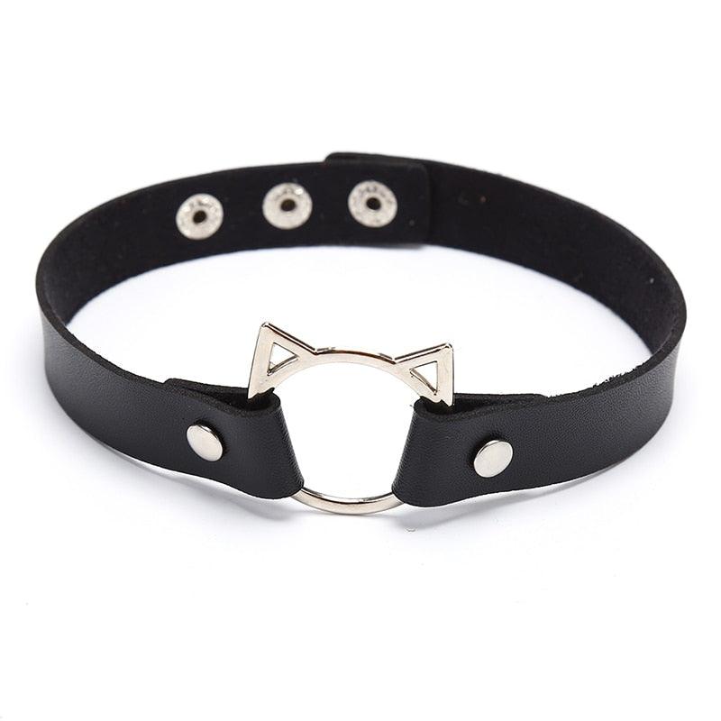 Cat head PU Leather Choker, 9 colors - Just Cats - Gifts for Cat Lovers