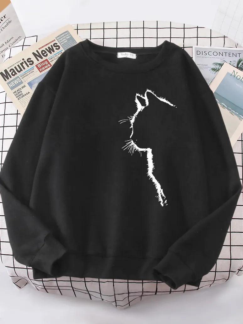 Cat outline Sweatshirt, 10 Colors, S-2XL - Just Cats - Gifts for Cat Lovers