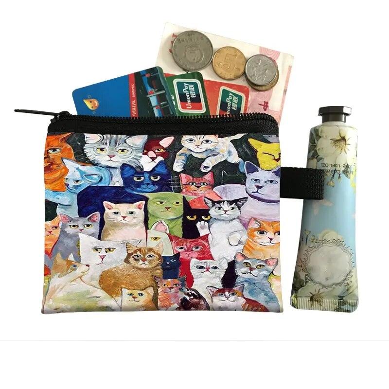 Cat Painting Printed Coin Purses, 17 Designs - Just Cats - Gifts for Cat Lovers