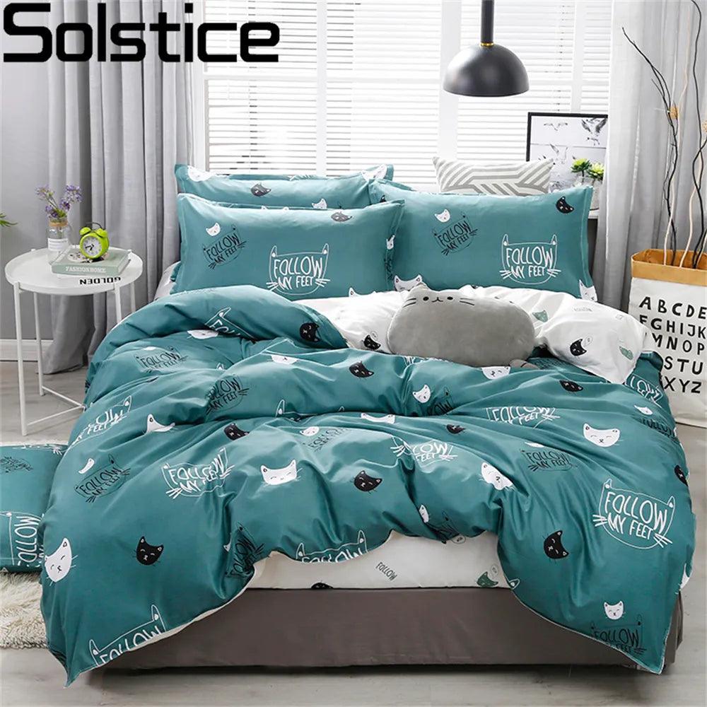 Cat Print Bed set, Blue/Pink - Just Cats - Gifts for Cat Lovers
