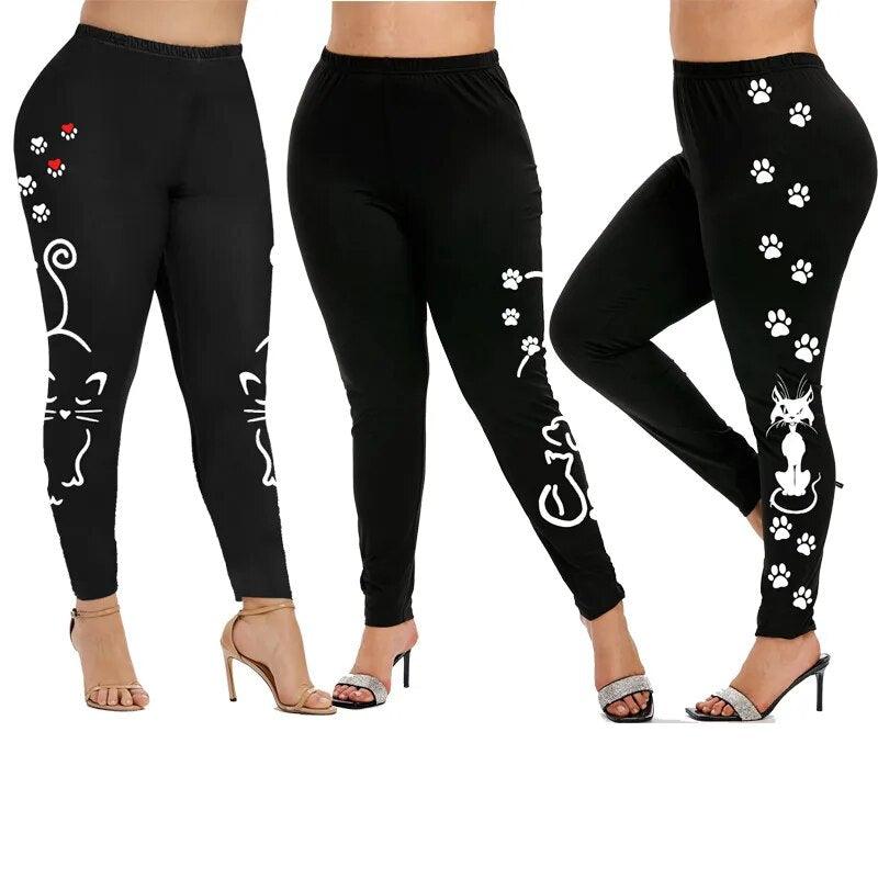 Cat Printted Leggins, Black, 3 Desings, S-5XL - Just Cats - Gifts for Cat Lovers
