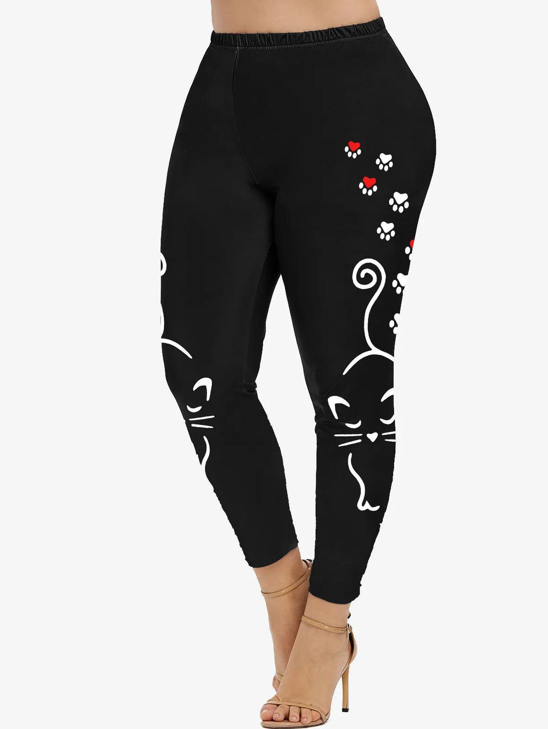 Cat Printted Leggins, Black, 3 Desings, S-5XL - Just Cats - Gifts for Cat Lovers