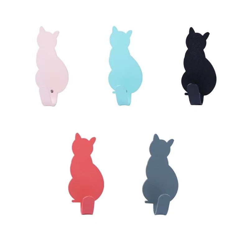 Cat Shaped Adhesive Hooks. 5 colors - Just Cats - Gifts for Cat Lovers