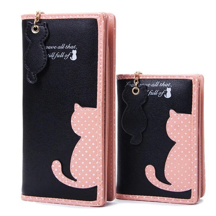 Cat Silhouette PU Wallet, 5 Colors, Long/Short - Just Cats - Gifts for Cat Lovers
