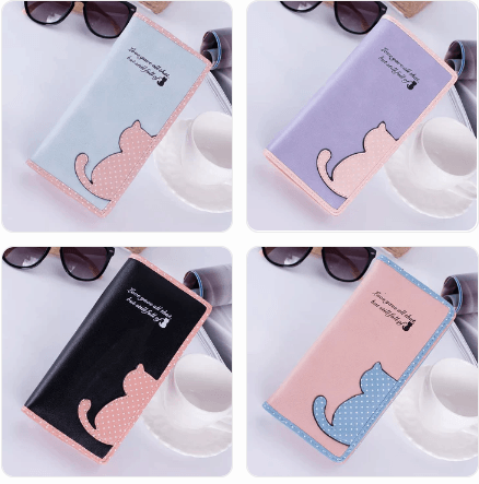 Cat Silhouette PU Wallet, 5 Colors, Long/Short - Just Cats - Gifts for Cat Lovers