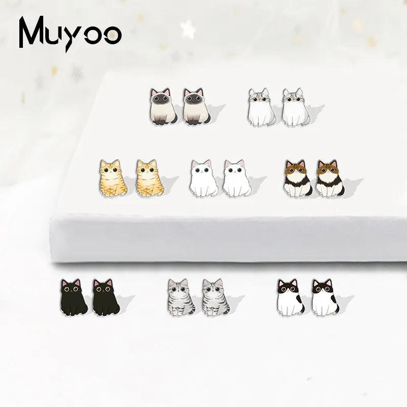 Cat Stainless Steel Stud Earrings - Just Cats - Gifts for Cat Lovers