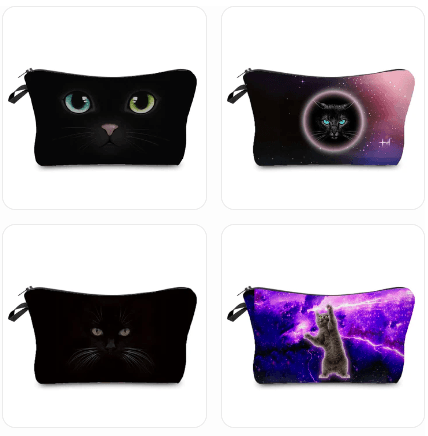 Colurful Cat printed travel Pouche/Cosmetic bag, 10 Designs - Just Cats - Gifts for Cat Lovers