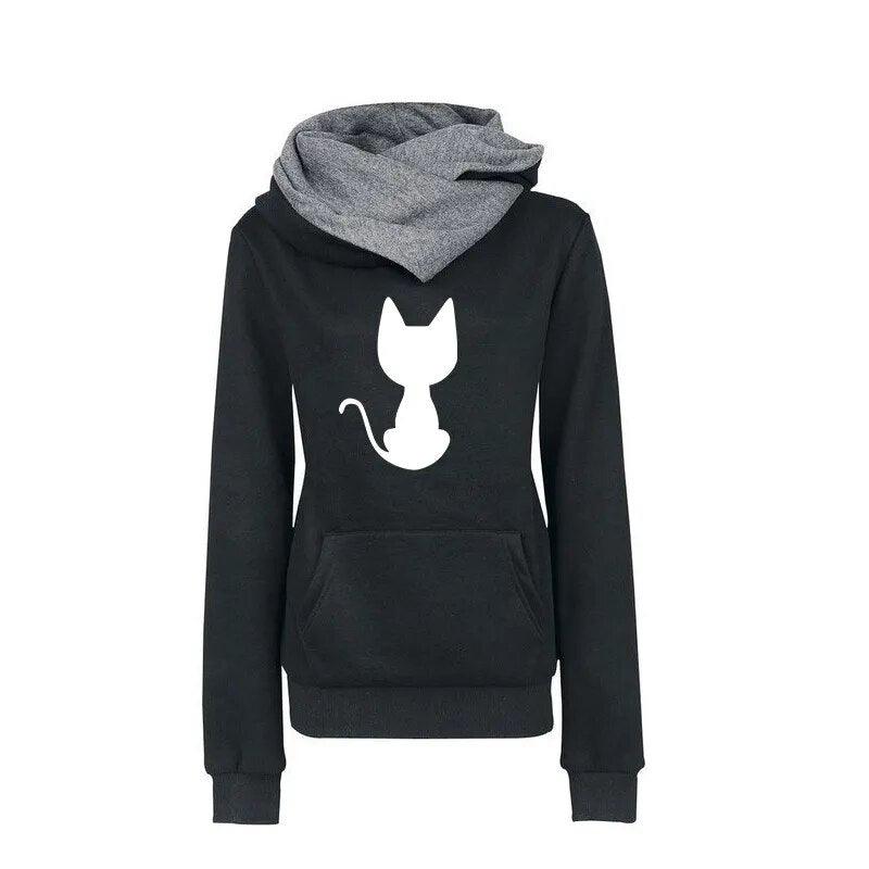 Cozy Stylish Cat Print Fall Hoodie, 5 Colors, 2 Designs, S-3XL - Just Cats - Gifts for Cat Lovers