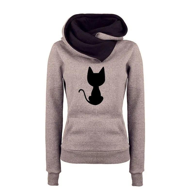 Cozy Stylish Cat Print Fall Hoodie, 5 Colors, 2 Designs, S-3XL - Just Cats - Gifts for Cat Lovers