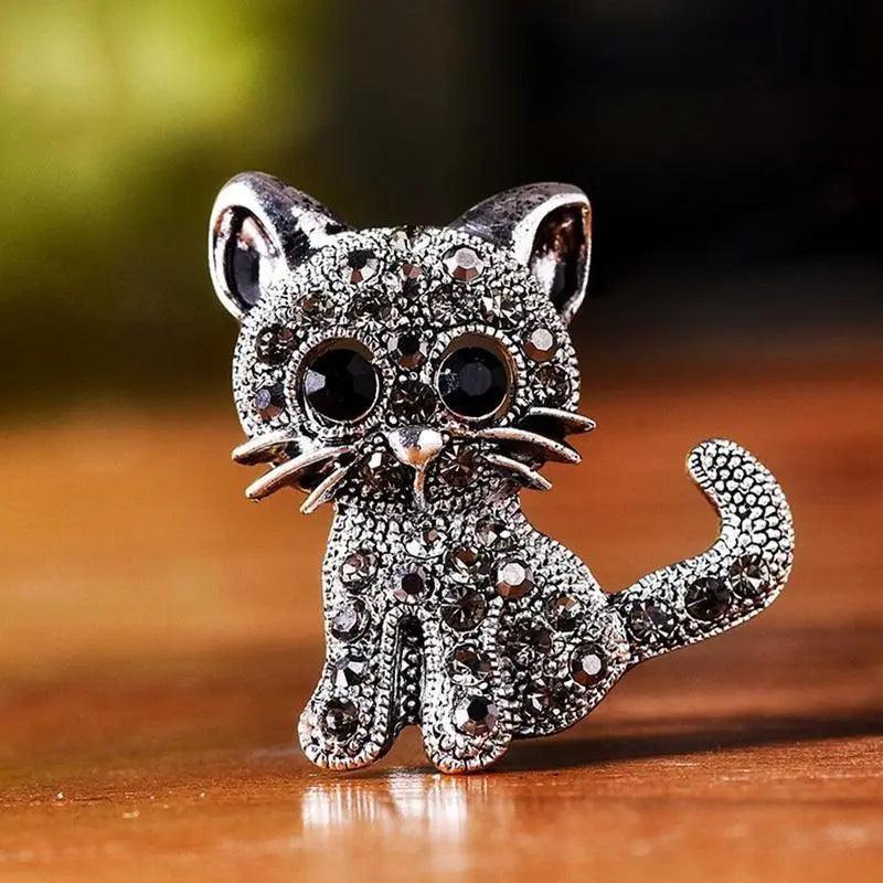 Crystal Studded Cat Brooch - Just Cats - Gifts for Cat Lovers