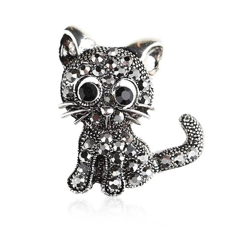 Crystal Studded Cat Brooch - Just Cats - Gifts for Cat Lovers