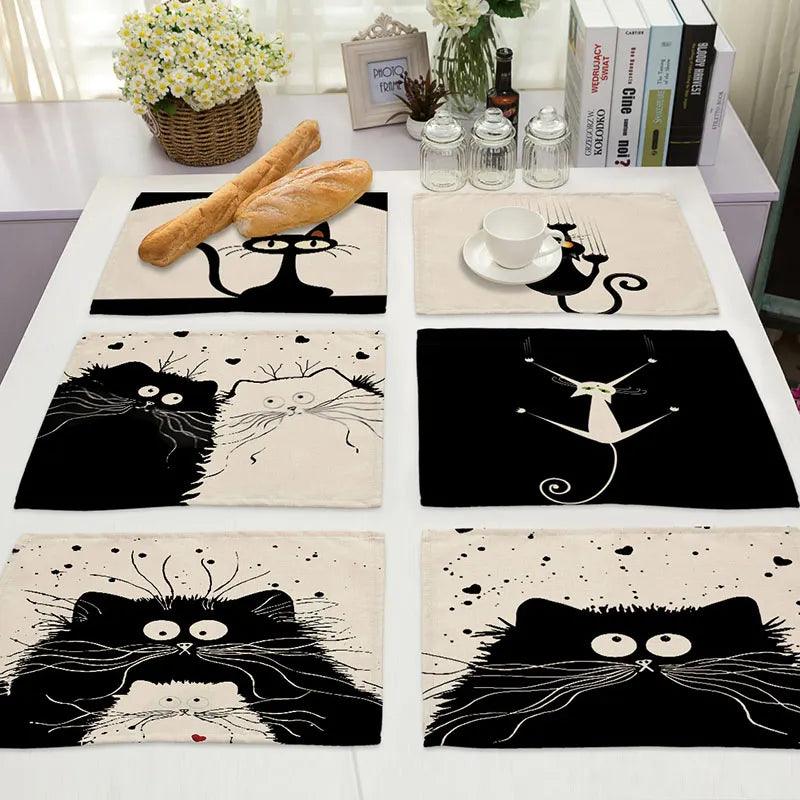 Cute Black Cat Print Placemat, 20 designs - Just Cats - Gifts for Cat Lovers