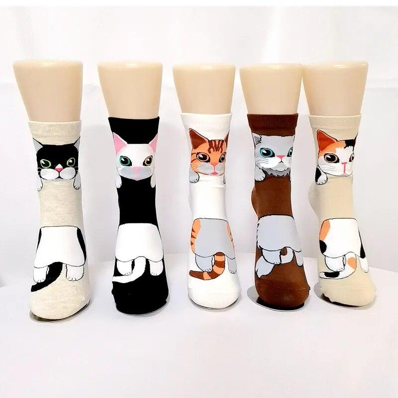 Cute Cartoon Cat Socks, 10 Designs - Just Cats - Gifts for Cat Lovers