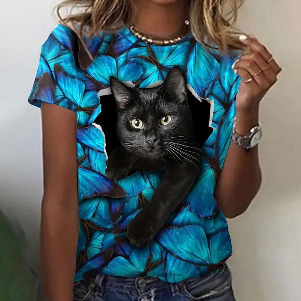 Cute Realistic Cat Printed T-shirts, 11 Designs, XS-4XL - Just Cats - Gifts for Cat Lovers