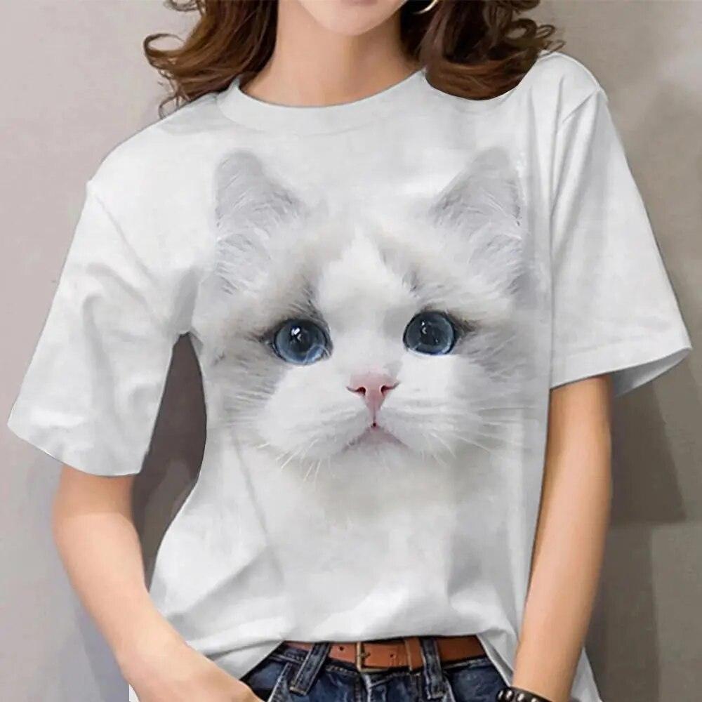 Cute Realistic Cat Printed T-shirts, 11 Designs, XS-4XL - Just Cats - Gifts for Cat Lovers