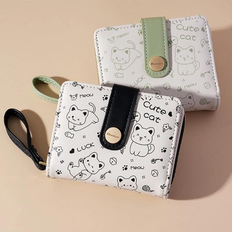Cute Short Cartoon Cat Wallet, 6 Colors - Just Cats - Gifts for Cat Lovers