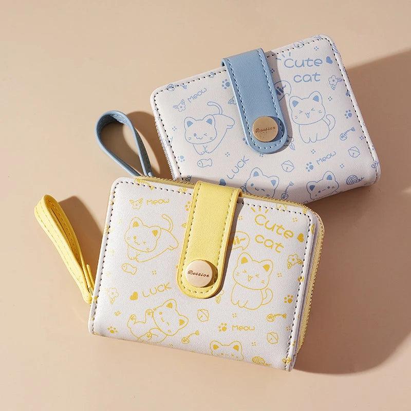 Cute Short Cartoon Cat Wallet, 6 Colors - Just Cats - Gifts for Cat Lovers
