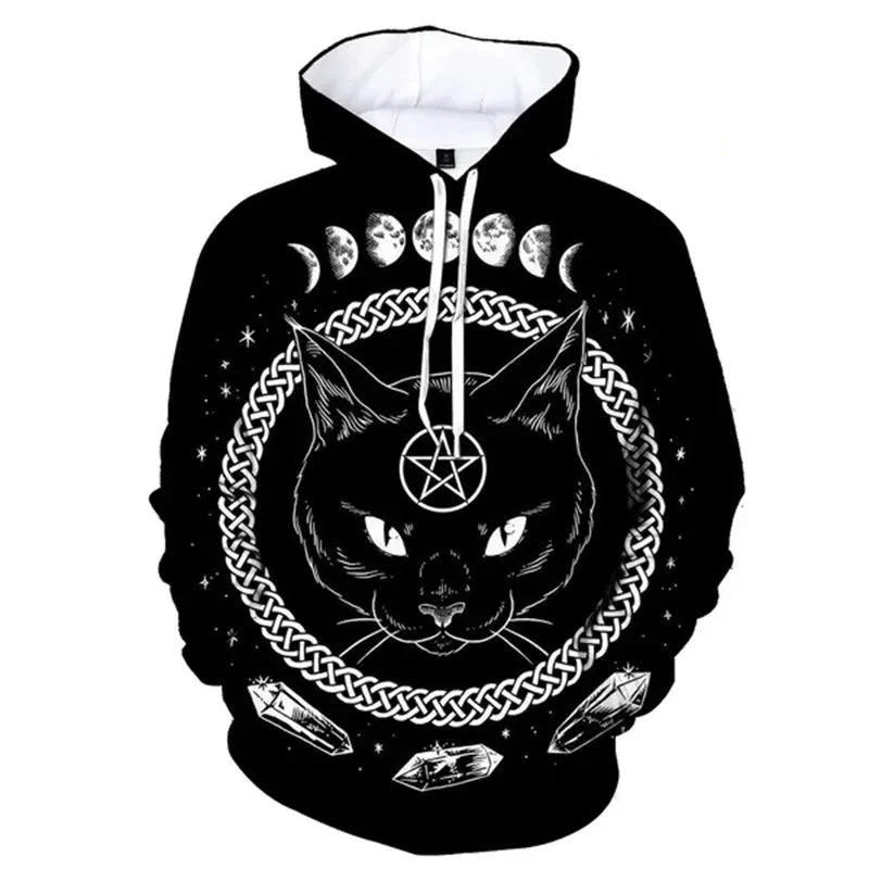 Dark Gothic Printed Hoodies, 6 Desgins XS-6XL - Just Cats - Gifts for Cat Lovers