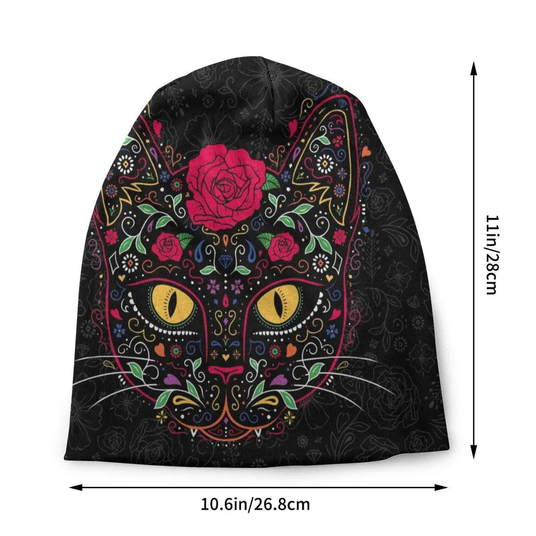 Day Of The Dead Cat Winter Beanie - Just Cats - Gifts for Cat Lovers