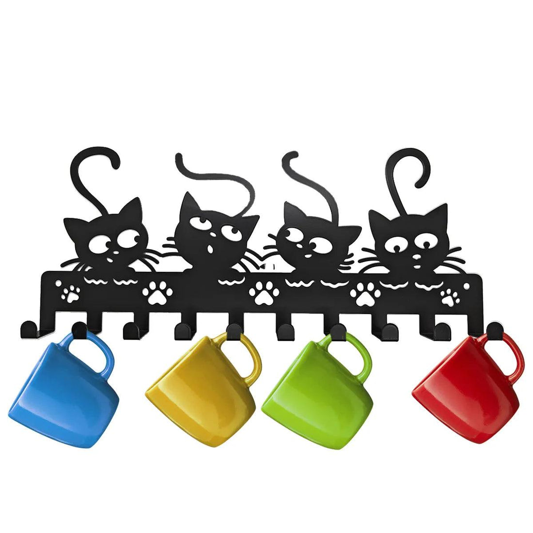 Decorative Balck Cat Hooks Rack, 10 Hooks - Just Cats - Gifts for Cat Lovers