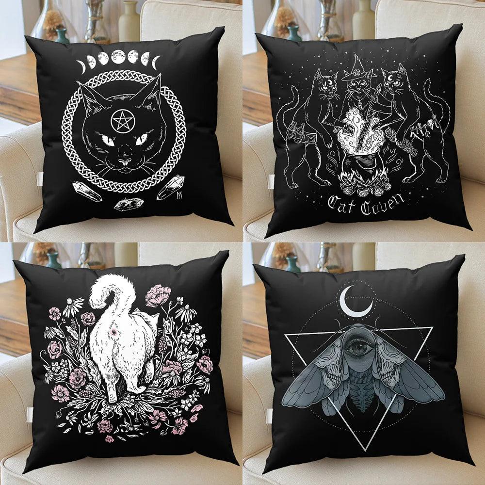 Enchanting Dark Black Cat Decorative Pillowcase - Just Cats - Gifts for Cat Lovers