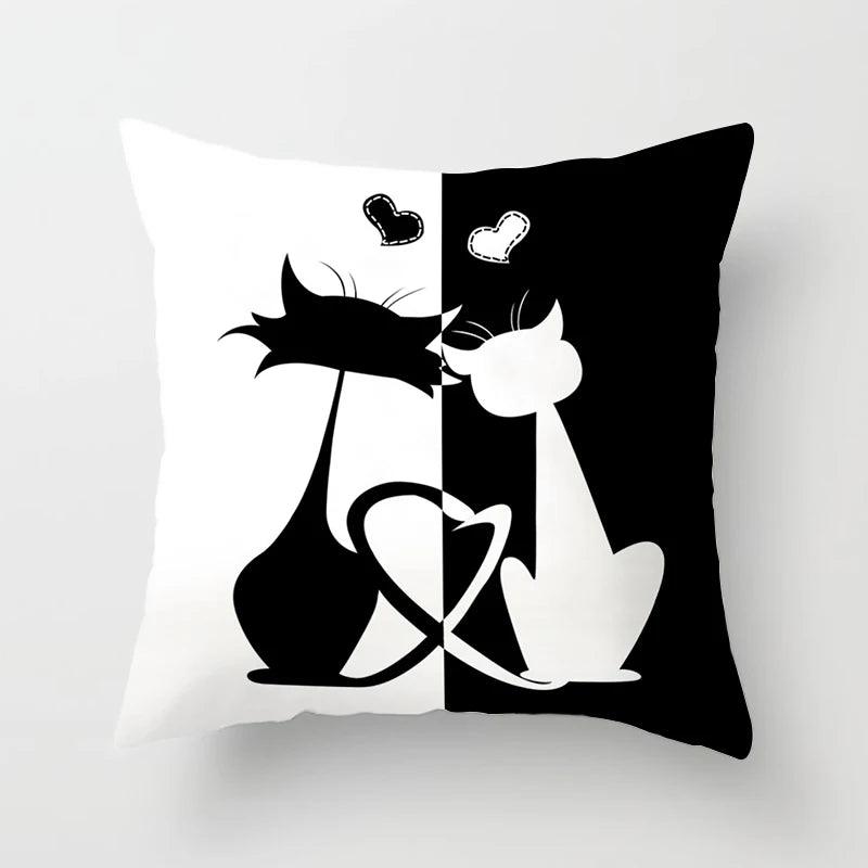 Funny Black &amp; White Cat print Decorative Pillowcase, 29 Designs - Just Cats - Gifts for Cat Lovers