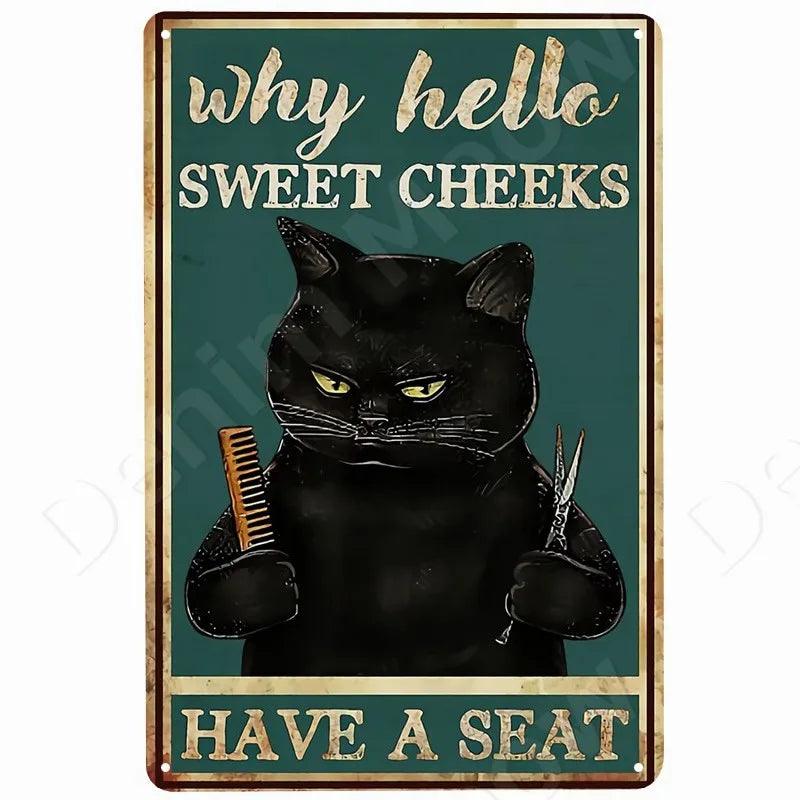 Funny Black Cat Vintage Style Signs, 24 designs - Just Cats - Gifts for Cat Lovers