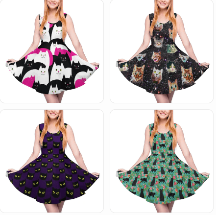 Funny Cat Print Dresses, 10 Designs, XS-5XL - Just Cats - Gifts for Cat Lovers