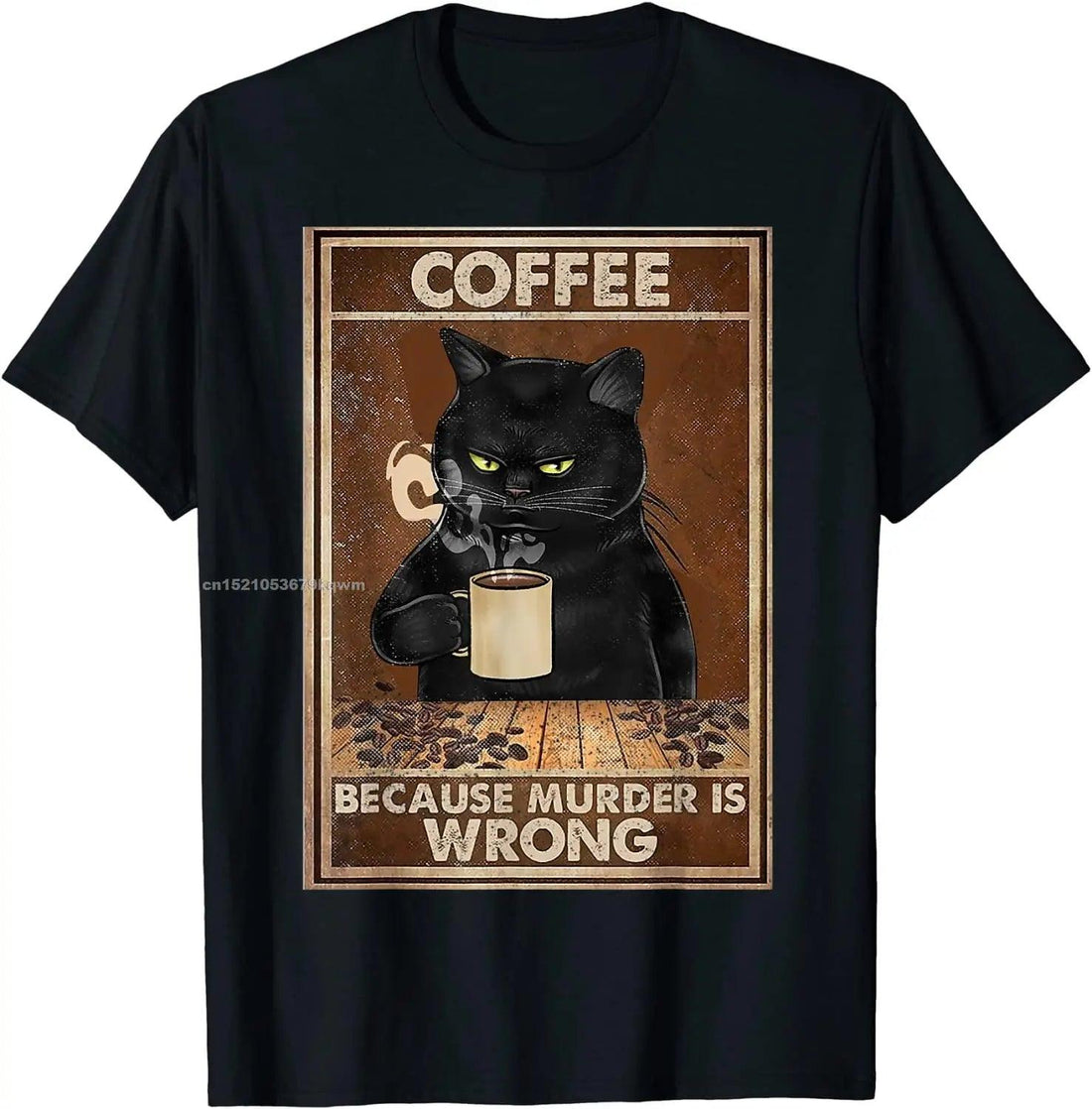 Funny Cat with Coffer T-Shirt, 8 Colors, XS-3XL - Just Cats - Gifts for Cat Lovers