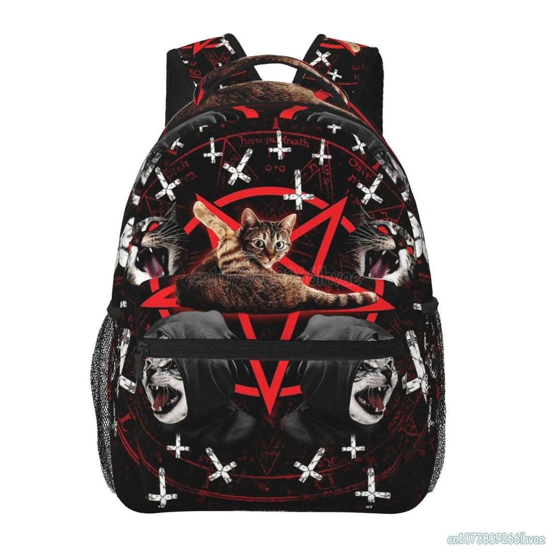Funny Satanic Cat Printed Backpack - Just Cats - Gifts for Cat Lovers