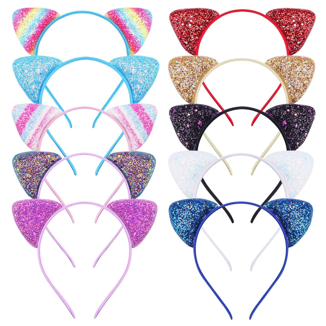 Glitter Sequins Cat Ears Head band, 12 Color Variations - Just Cats - Gifts for Cat Lovers