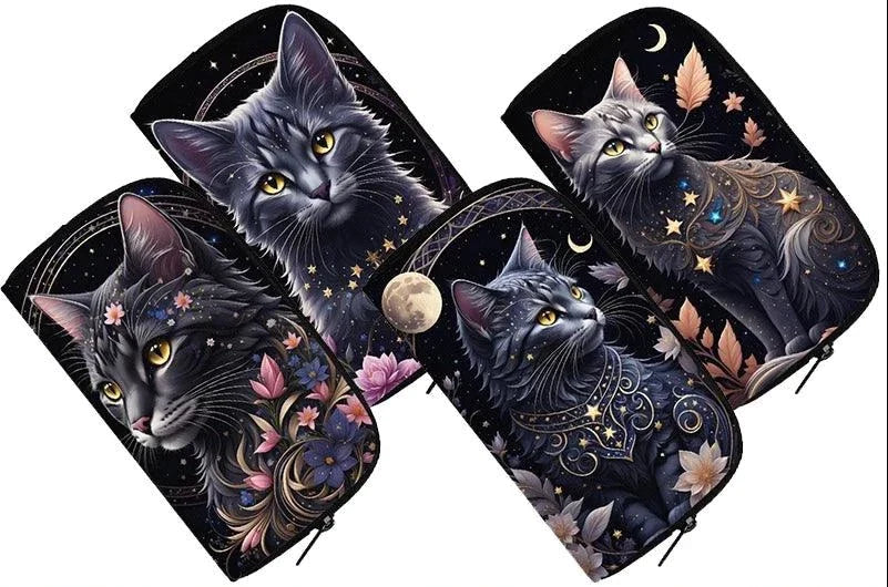 Gothic Cat Print Wallet Designs