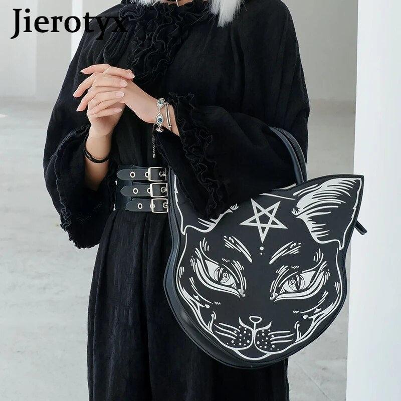 Gothich Cat PU Handbag Purse, Black - Just Cats - Gifts for Cat Lovers