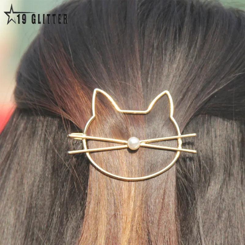 Hollow Cat Hair Pin, Gold/Silver - Just Cats - Gifts for Cat Lovers