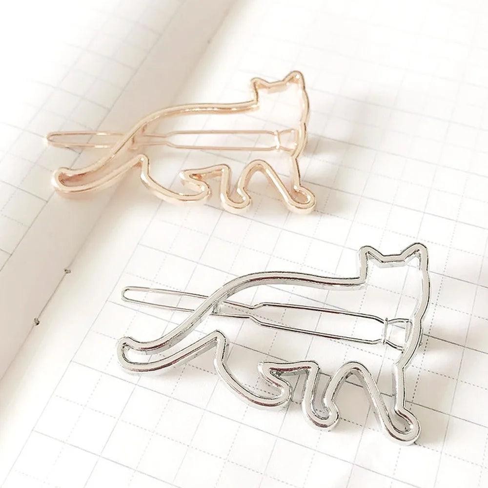 Hollow Cat Shape Hairclip, Silver/Gold, Minimum order 2PCS - Just Cats - Gifts for Cat Lovers