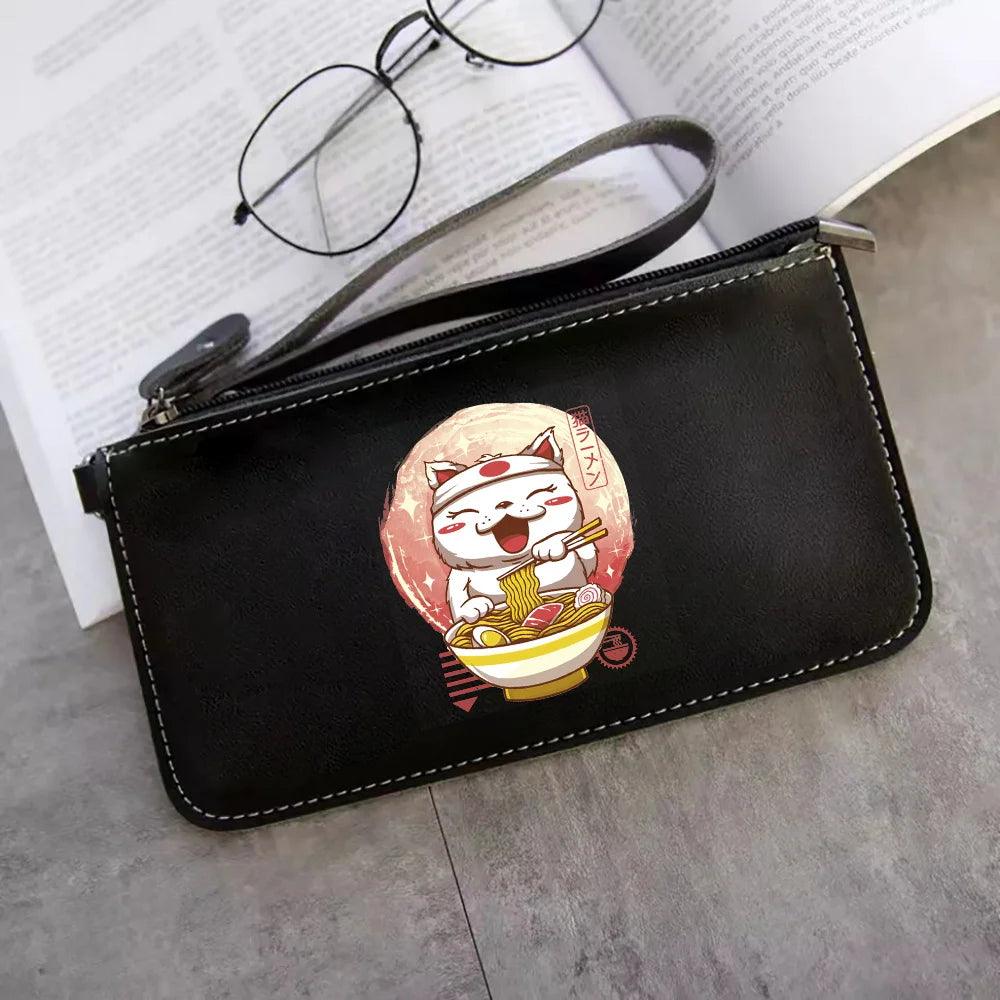 Japanese Style Printed wallet, Black, 7 Designs - Just Cats - Gifts for Cat Lovers