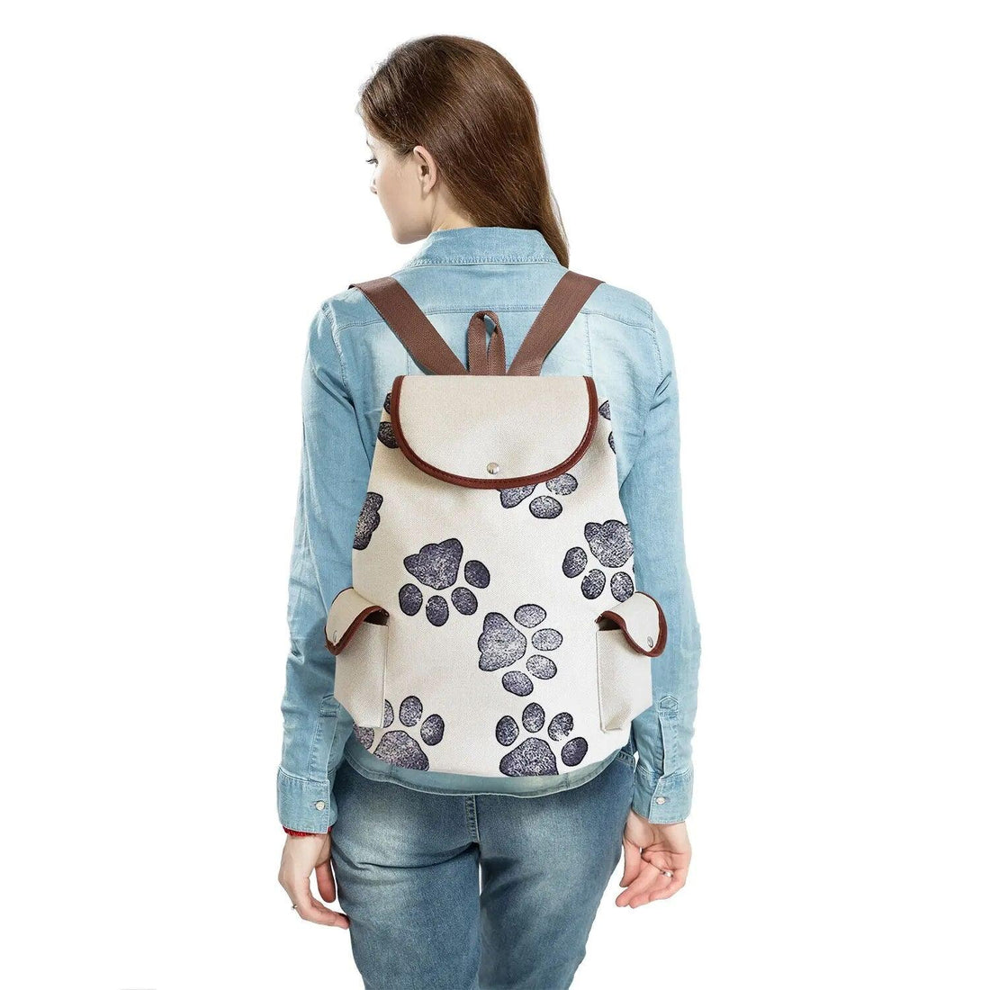 Paw Print Backpack, White, 18 Designs - Just Cats - Gifts for Cat Lovers